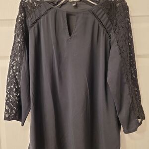 Express Black Lace 3/4 Sleeve Blouse Sz. Med.